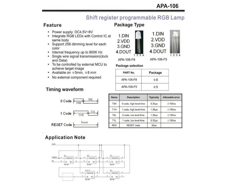 ws2812b dioda (wie 8mm integriertem Controller APA106 mit / 5mm LED RGB