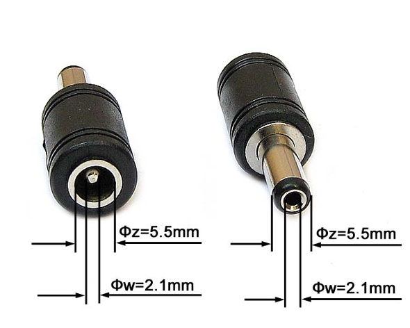 DC-Kabel 2 x 0,4 mm² mit DC-Hohlstecker 2,1/5,5/9,5 mm gerade, 2 m